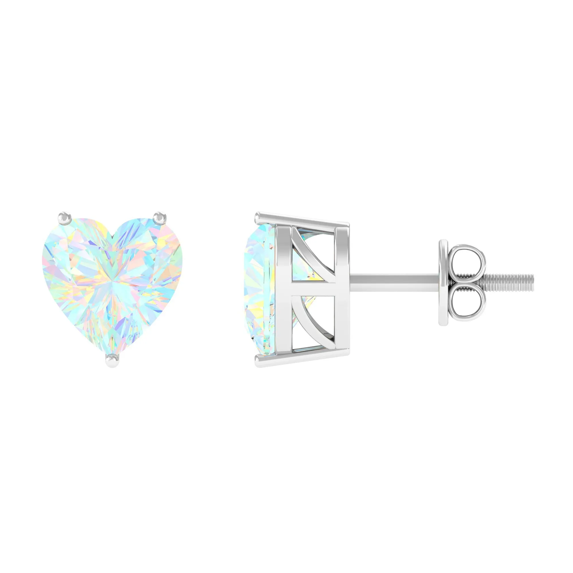 1.50 CT Heart Shape Real Ethiopian Opal Stud Earrings