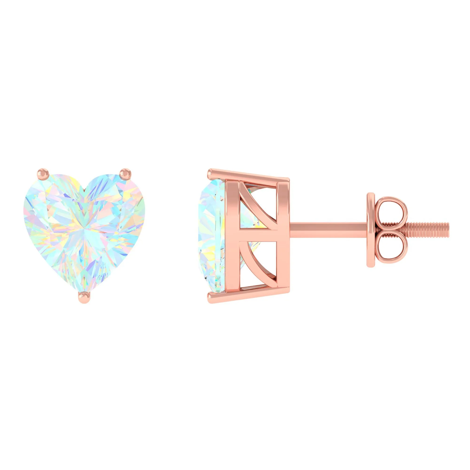 1.50 CT Heart Shape Real Ethiopian Opal Stud Earrings