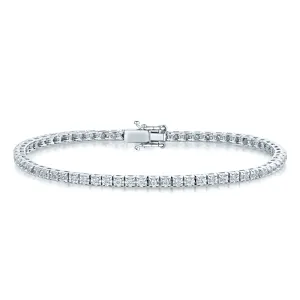 18ct White Gold Brilliant Cut Diamonds Four Claw Set Line Bracelet