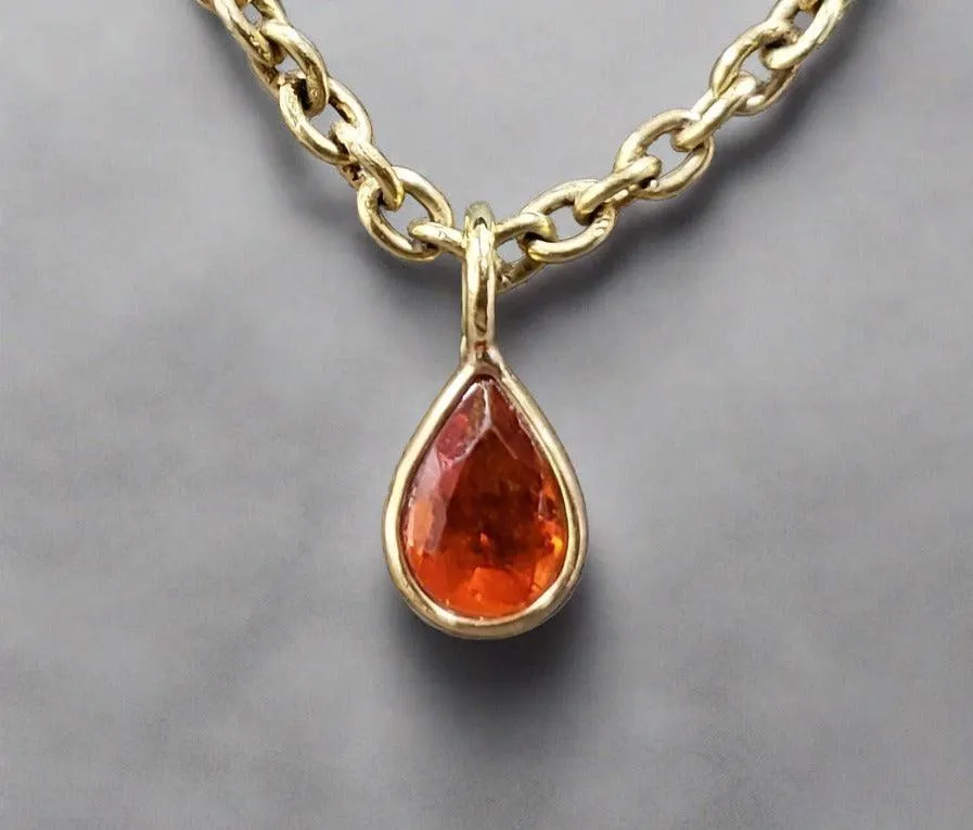 18k Gold Orange Opal Teardrop Charm