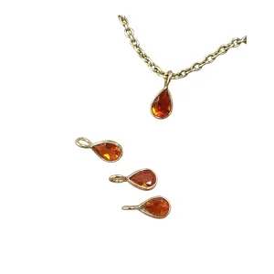 18k Gold Orange Opal Teardrop Charm