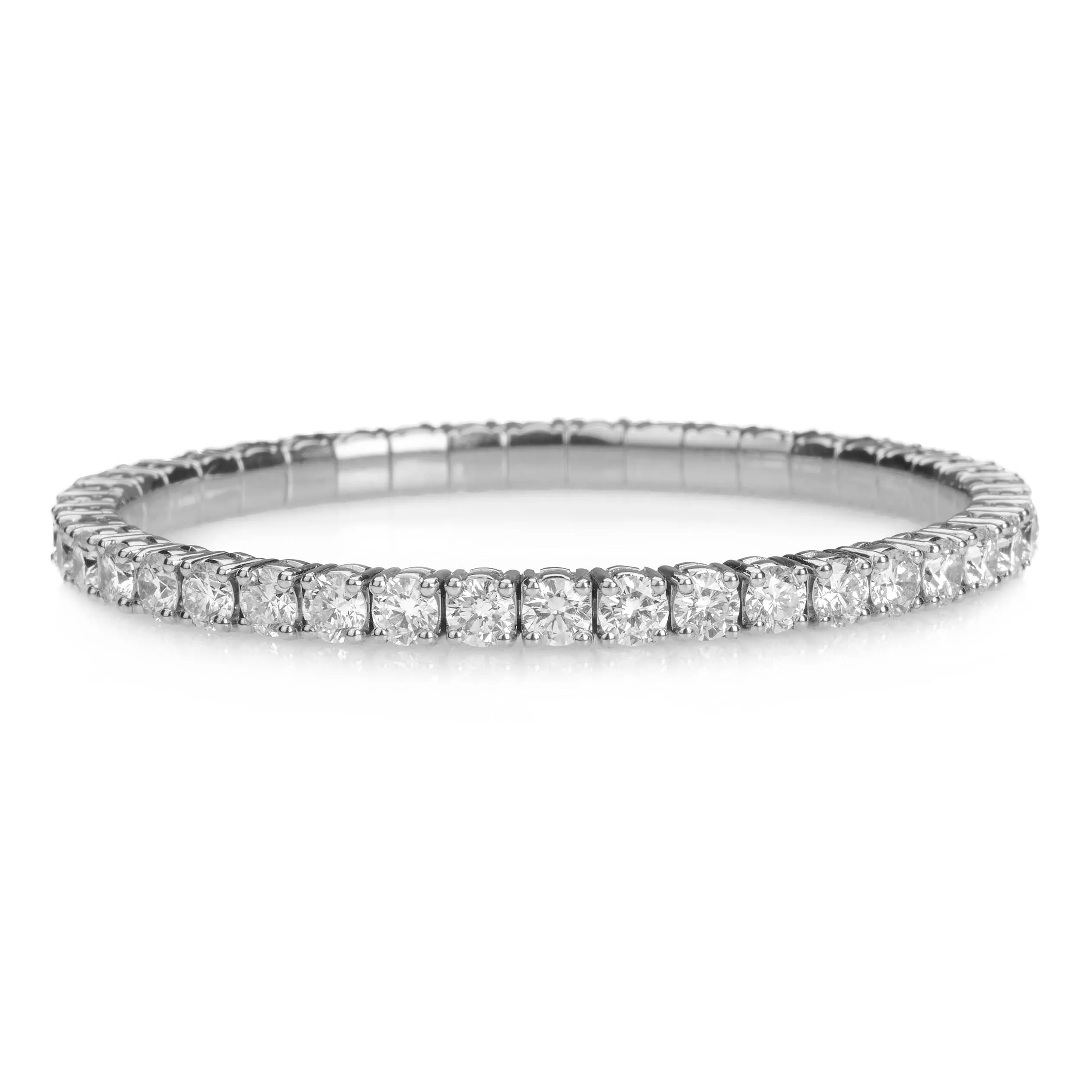 18K Gold Stretch Round Diamond Tennis Bracelet, 10.2 Carats, Natural Mined Diamonds