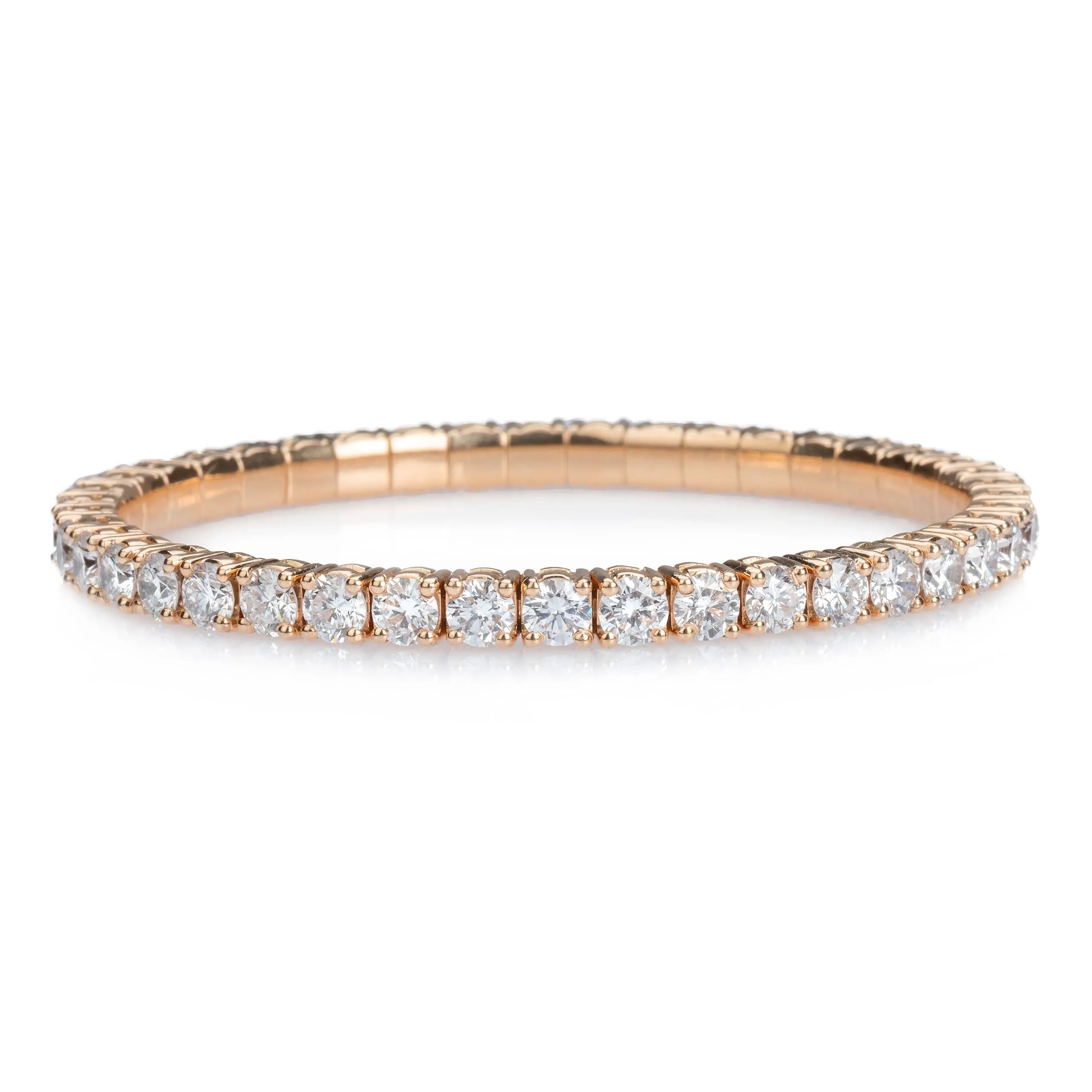 18K Gold Stretch Round Diamond Tennis Bracelet, 10.2 Carats, Natural Mined Diamonds