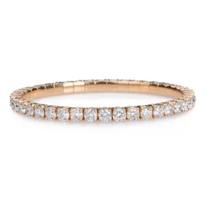 18K Gold Stretch Round Diamond Tennis Bracelet, 10.2 Carats, Natural Mined Diamonds