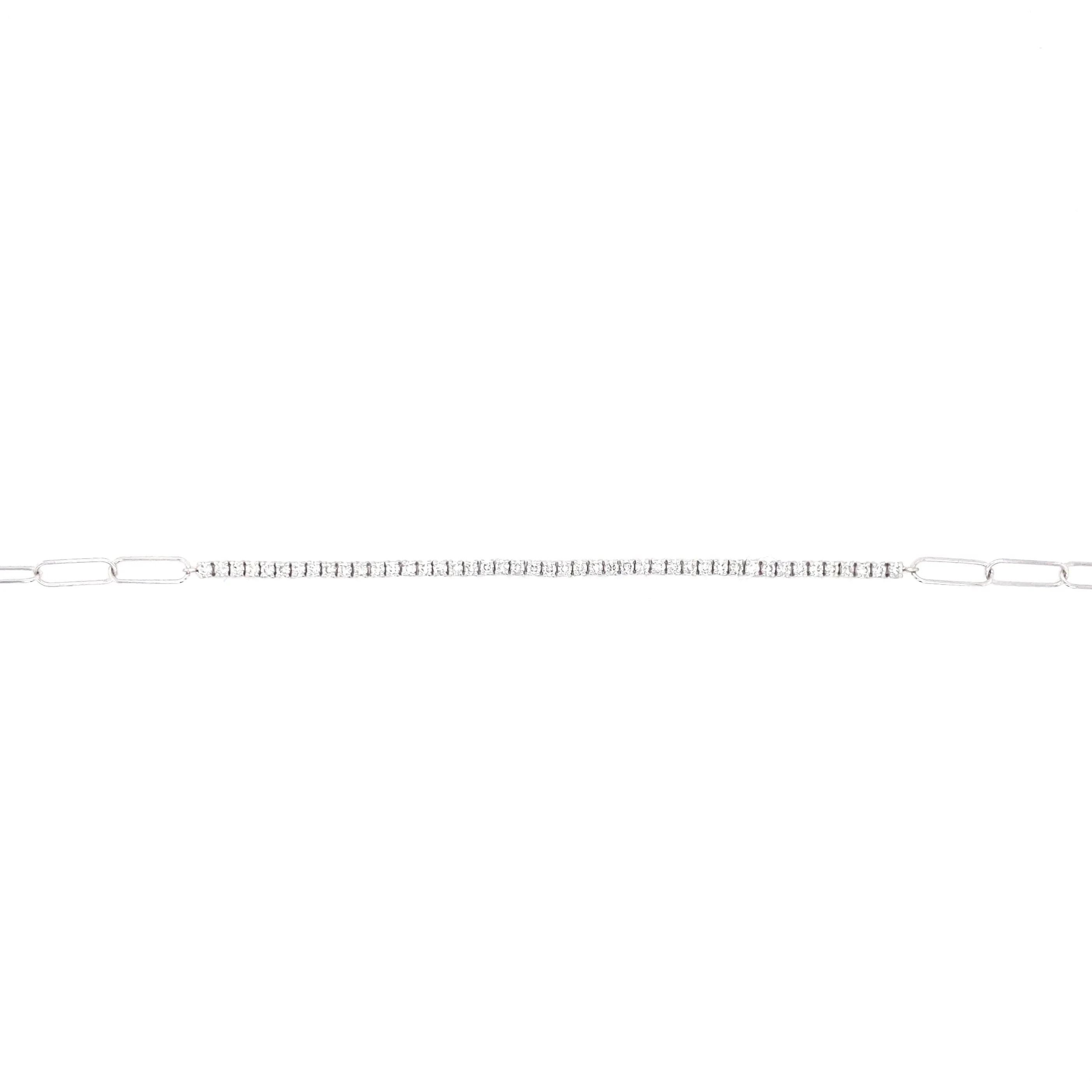 18K Rose Gold Diamond Tennis Paperclip Bracelet