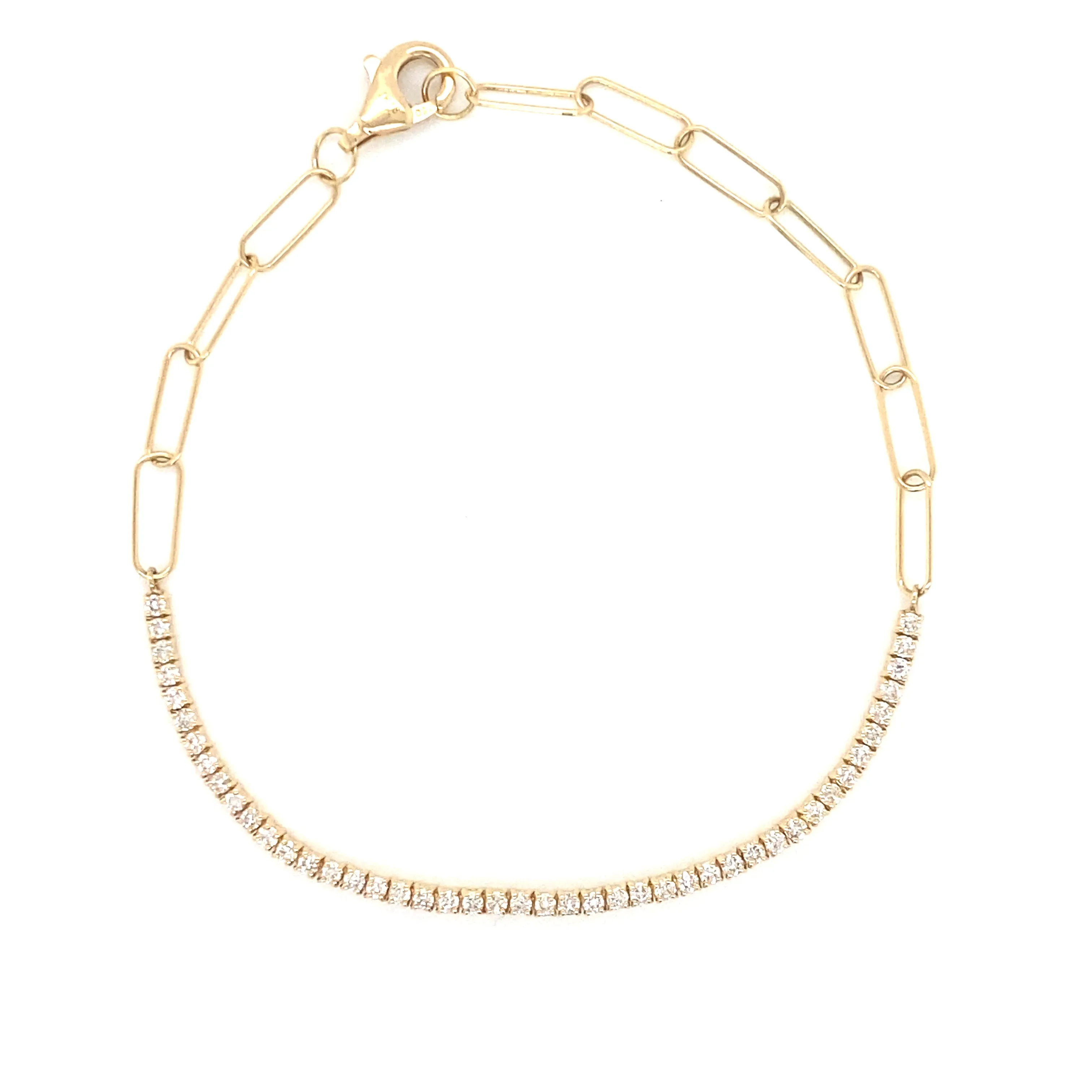 18K Rose Gold Diamond Tennis Paperclip Bracelet