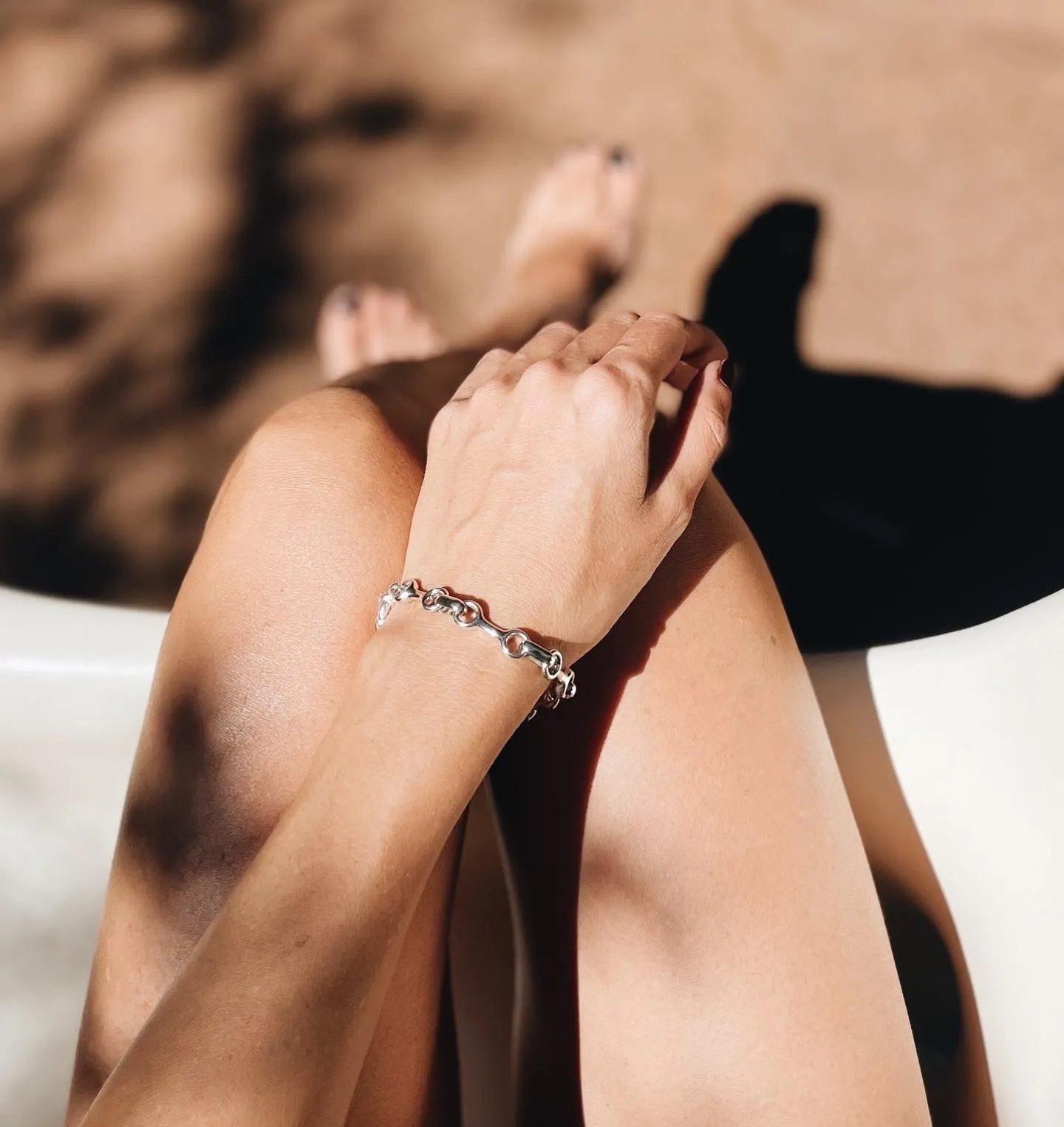 25 MM Double Beam Chain Bracelet with Tusk Clasp