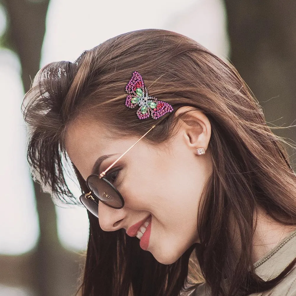 3pcs DIY Diamond Painting Hair Clip Butterfly Rhinestone Bobby Pin Headwear