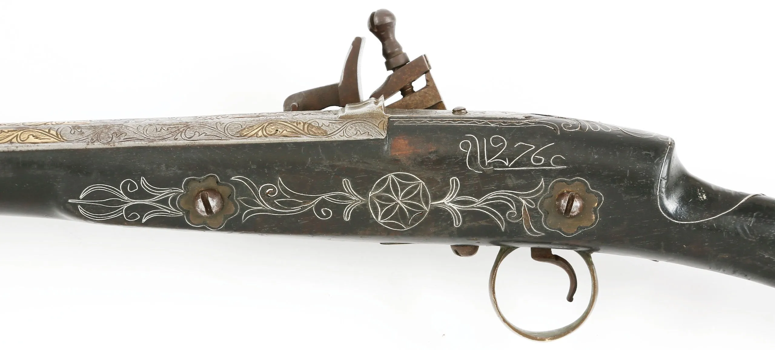 A FINE AND RARE ARAB SNAPHAUNCE JEZAIL CARBINE. C.1859