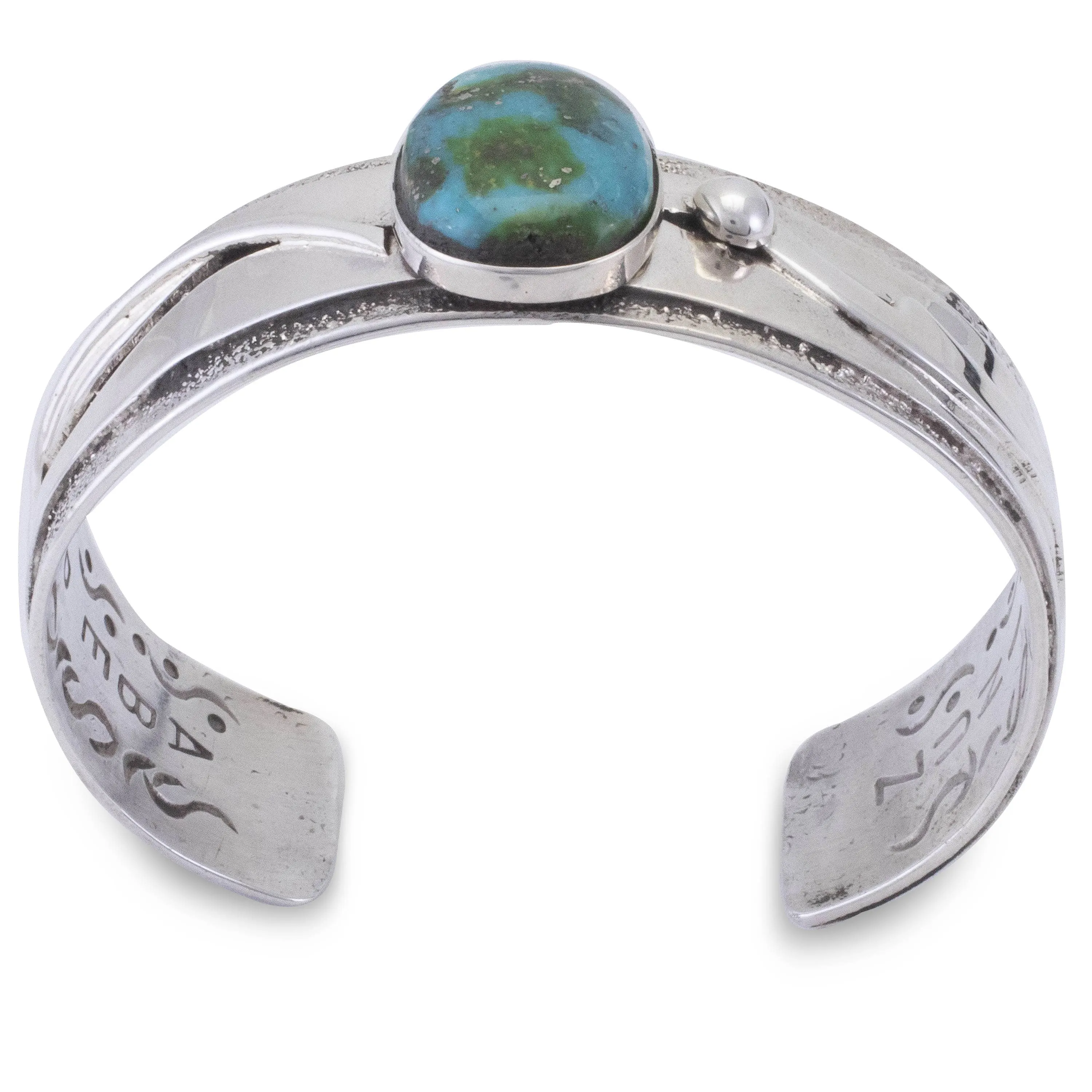Abraham Peina Zuni Sonoran Gold Turquoise USA Native American Made 925 Sterling Silver Cuff