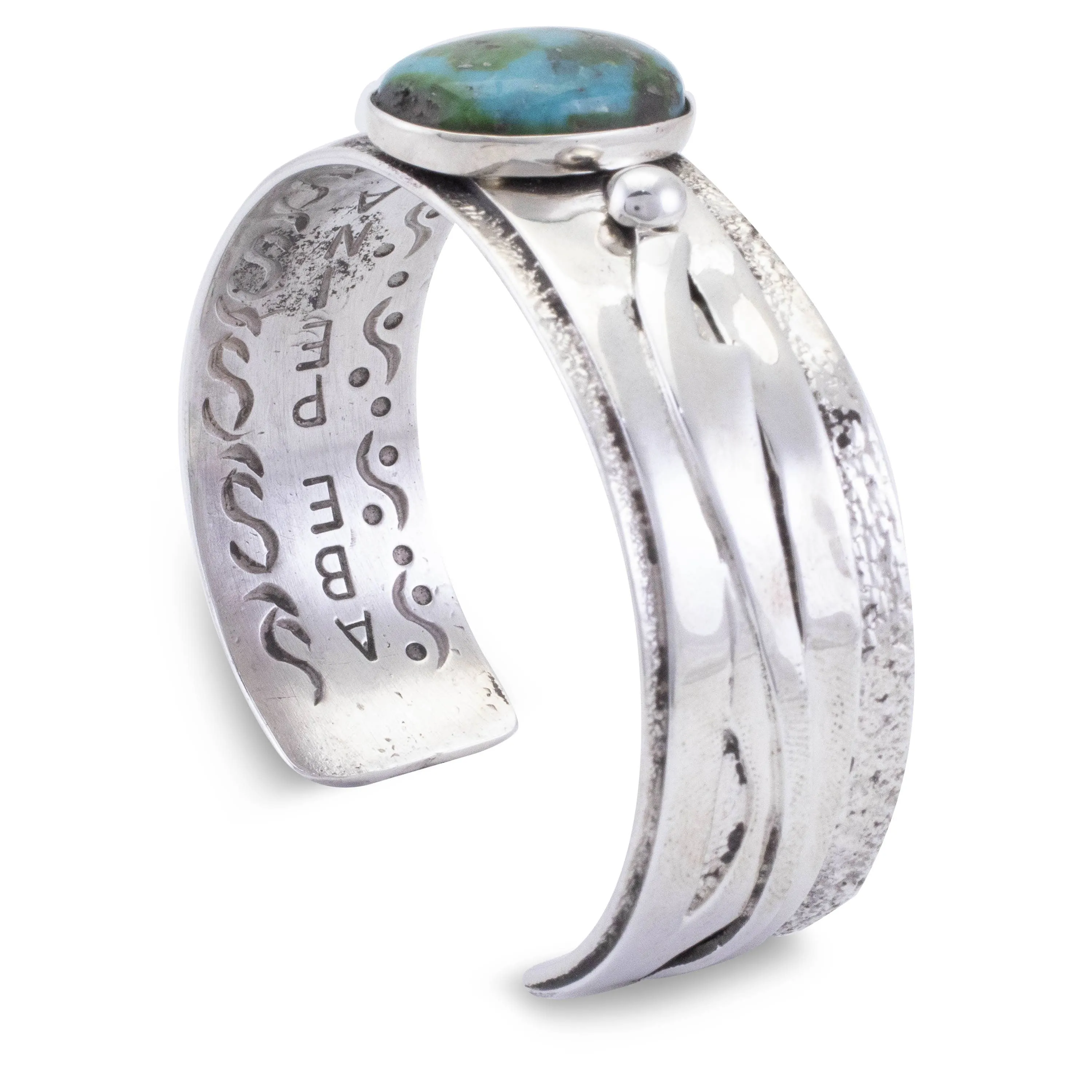 Abraham Peina Zuni Sonoran Gold Turquoise USA Native American Made 925 Sterling Silver Cuff