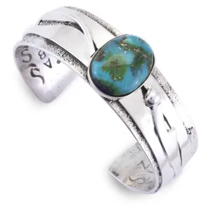 Abraham Peina Zuni Sonoran Gold Turquoise USA Native American Made 925 Sterling Silver Cuff