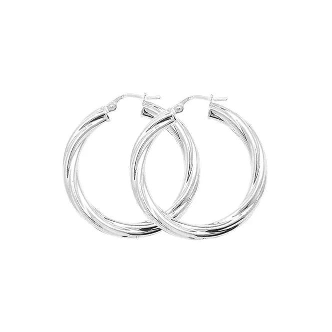 Acotis Silver Hoop Earrings Twisted G5107
