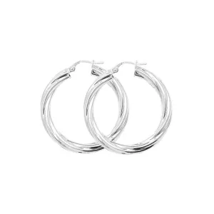 Acotis Silver Hoop Earrings Twisted G5107