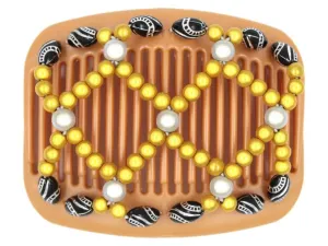 African Butterfly Hair Comb - Ndalena Blonde Pearl 04