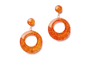 Amber Glitter Drop Hoop Earrings