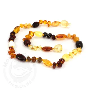 Amber Teething Olive & Baroque Multi Baby Necklace