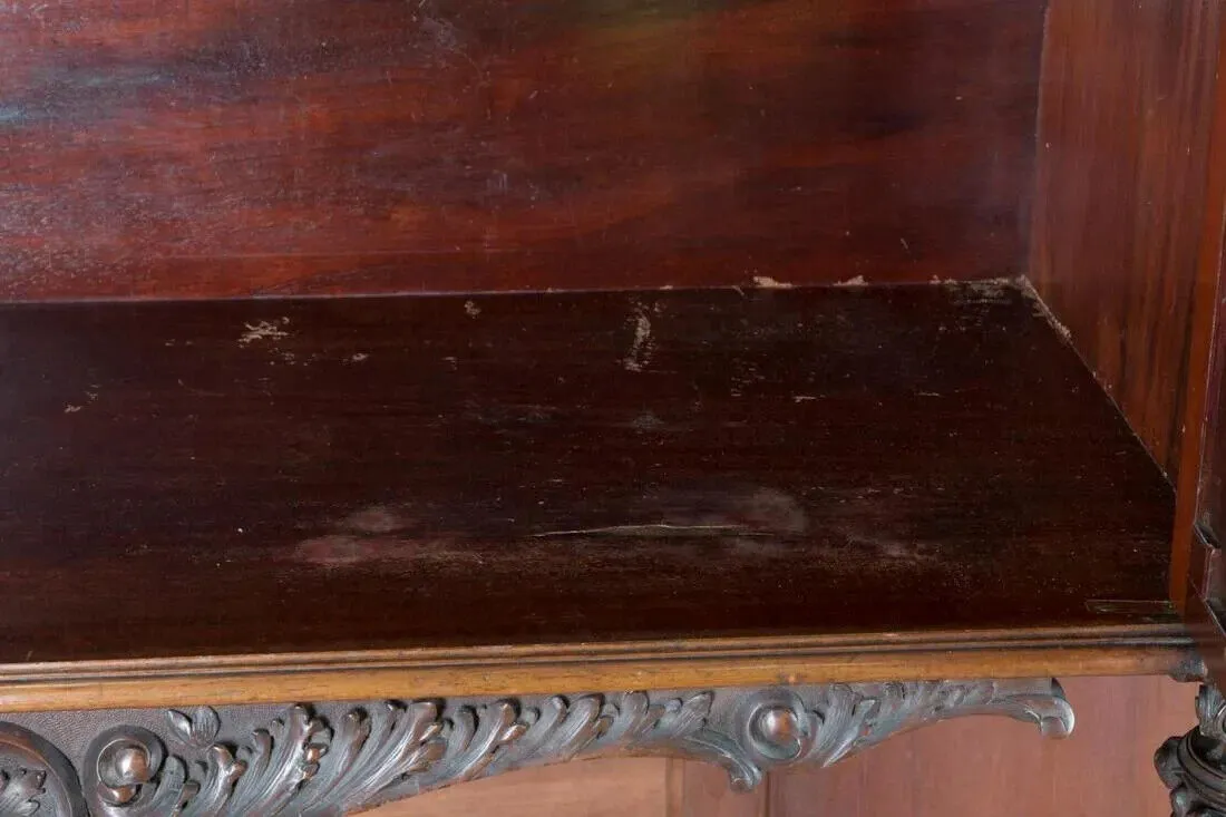 Antique Buffet, Cabinet Edwardian Style, Carved Wood,  Inlaid, Tall, 19th-20th C
