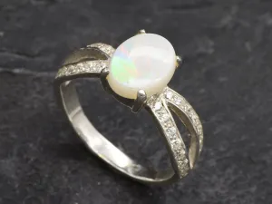 Australian Opal Ring - Opal Engagement Ring - White Promise Ring