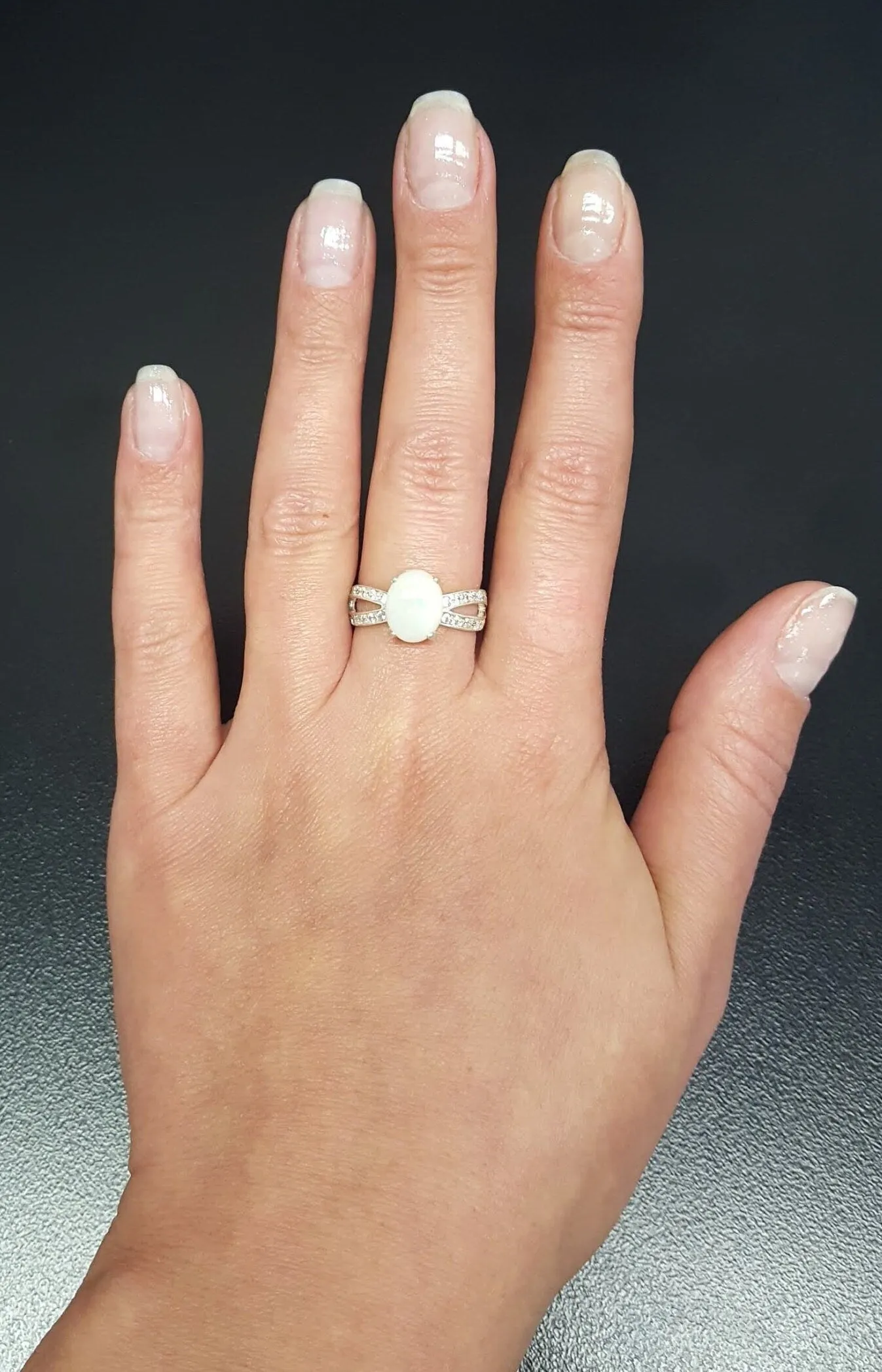 Australian Opal Ring - Opal Engagement Ring - White Promise Ring