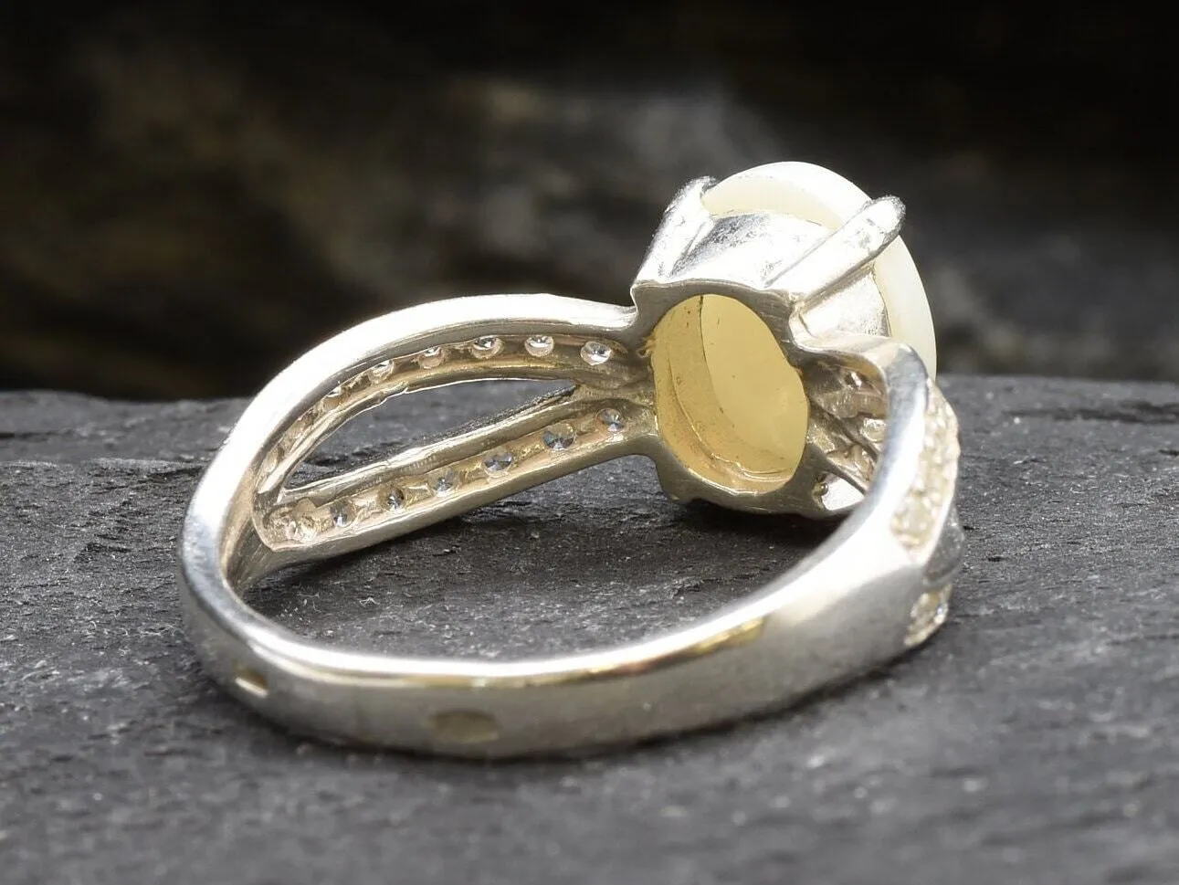 Australian Opal Ring - Opal Engagement Ring - White Promise Ring