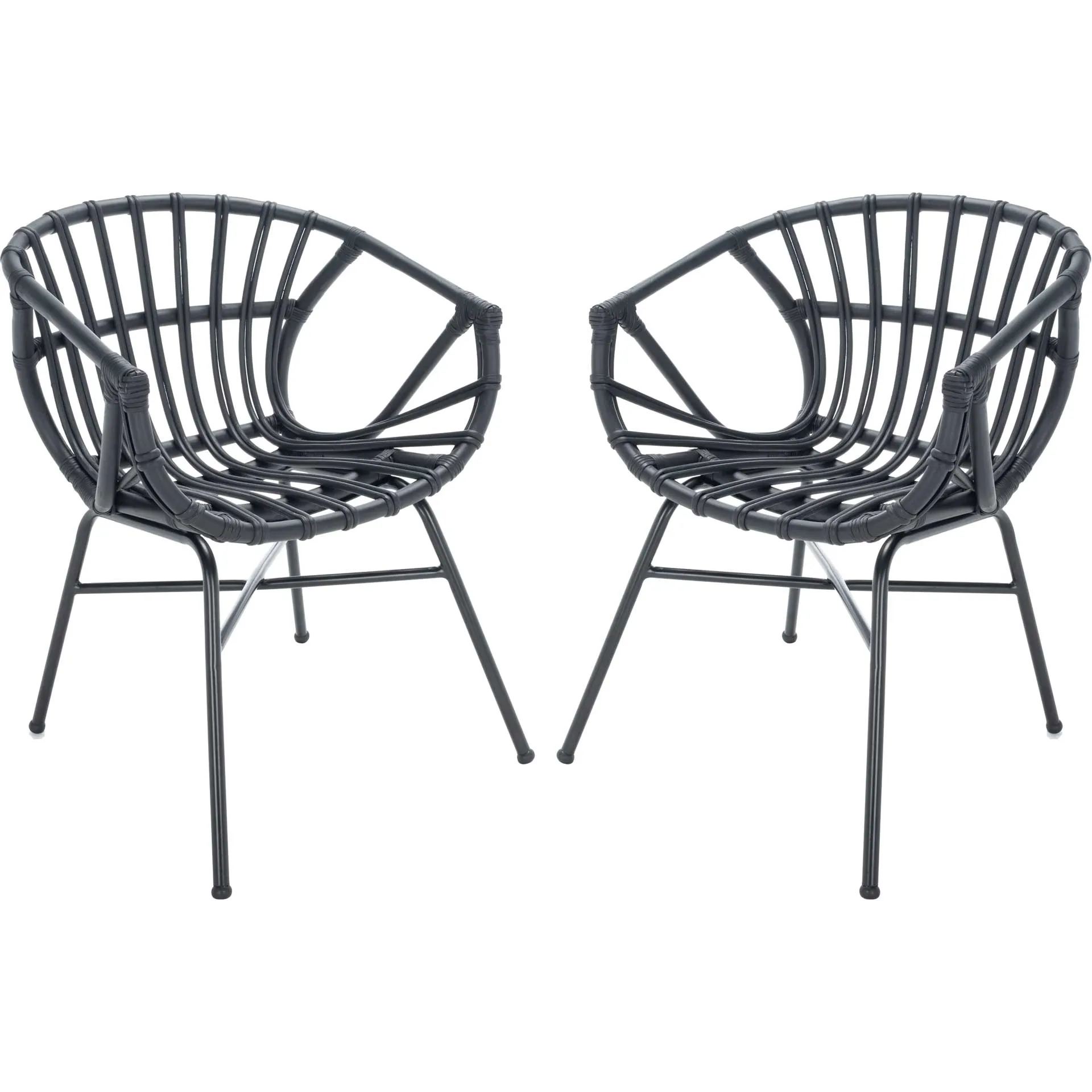 Ava Rattan Dining Chair Black (Set of 2)