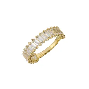 Baguette Diagonal Gemstone Ring (White Topaz)
