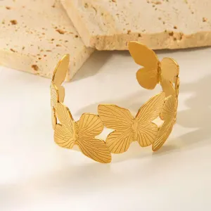 Big Butterfly  18K Gold Anti Tarnish Cuff Bracelet For Women