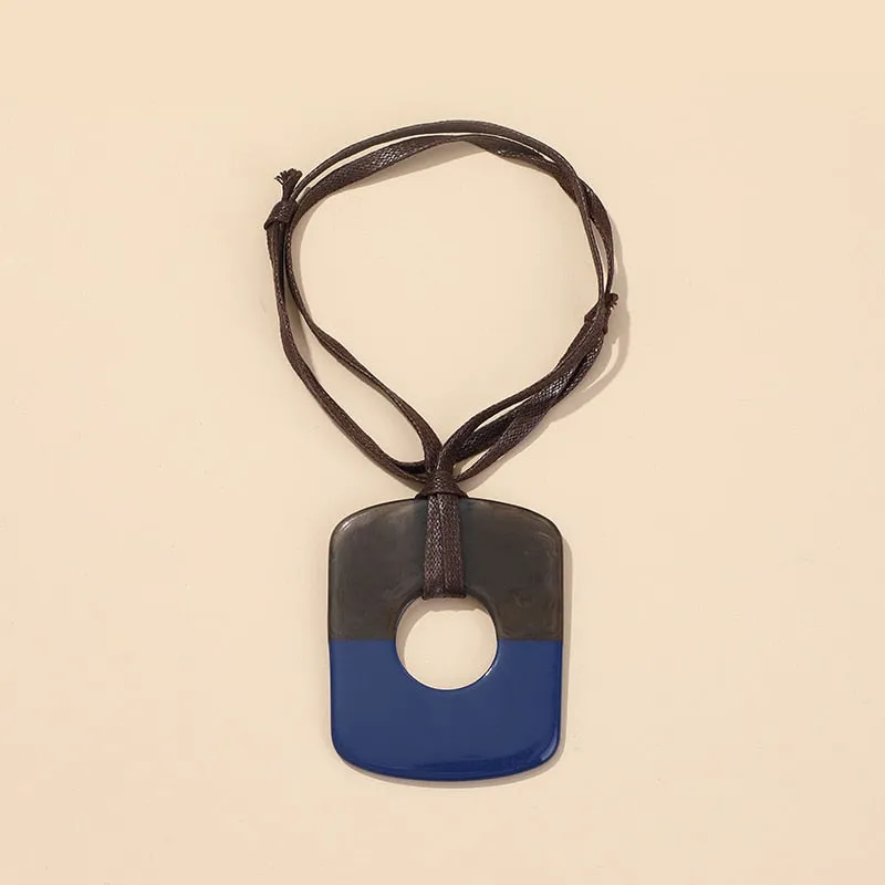 Big Two Tone Resin Pendant Necklace - 14 Colors