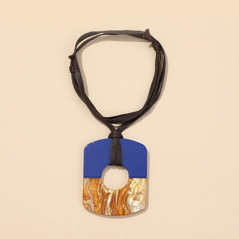 Big Two Tone Resin Pendant Necklace - 14 Colors