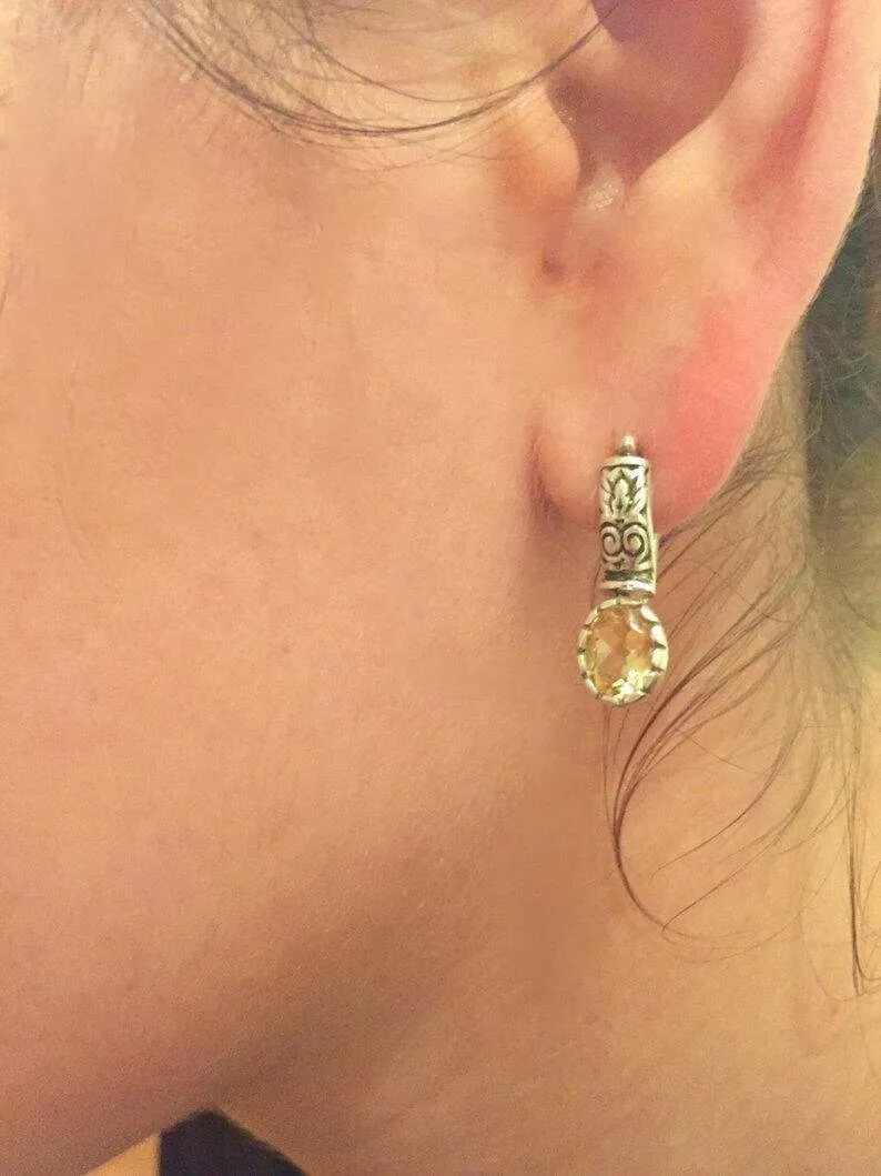 Boho Opal Earrings - Genuine Fire Opal - Drop Tribal Earrings