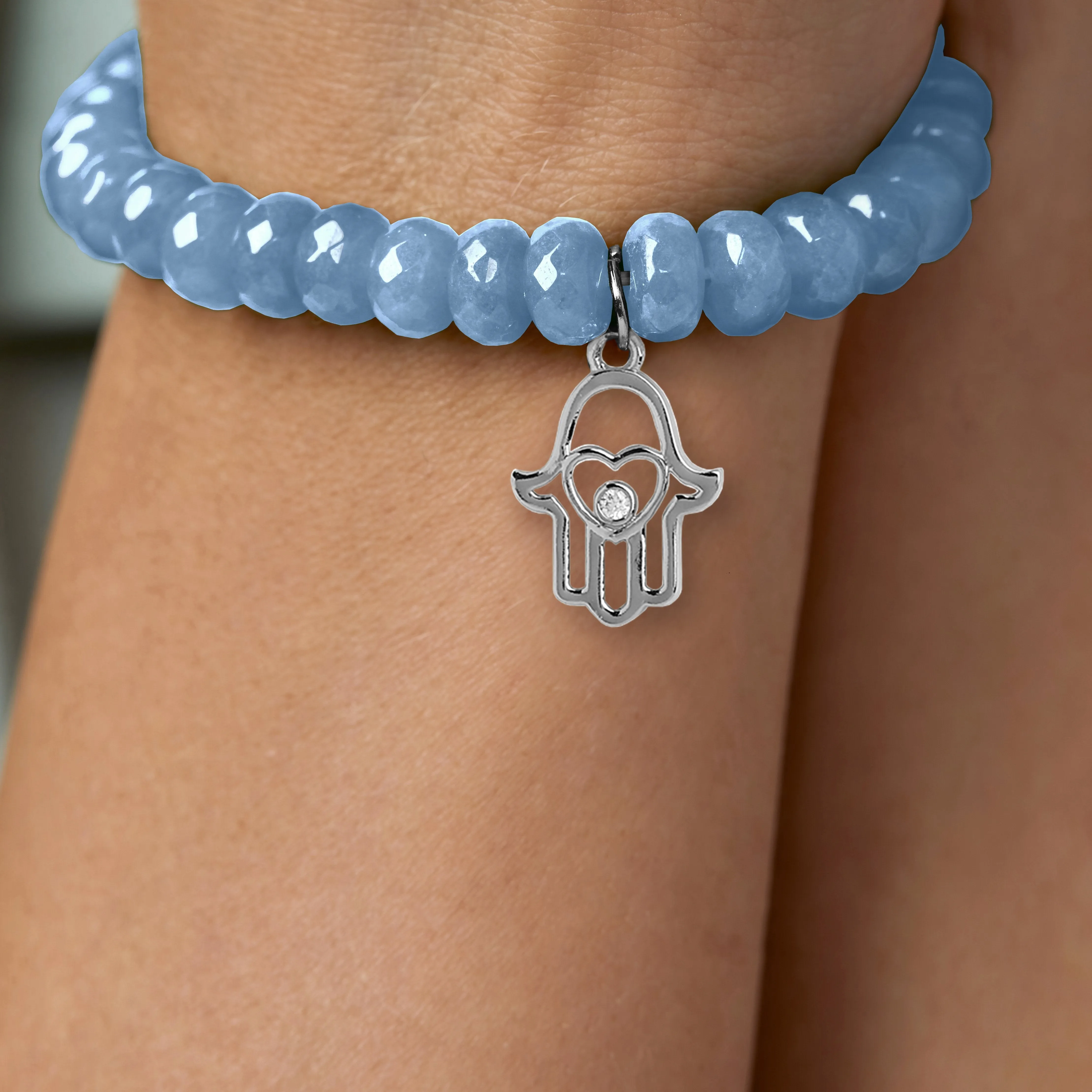 Brass 18k Hamsa Heart Embellishment Bracelet For Women