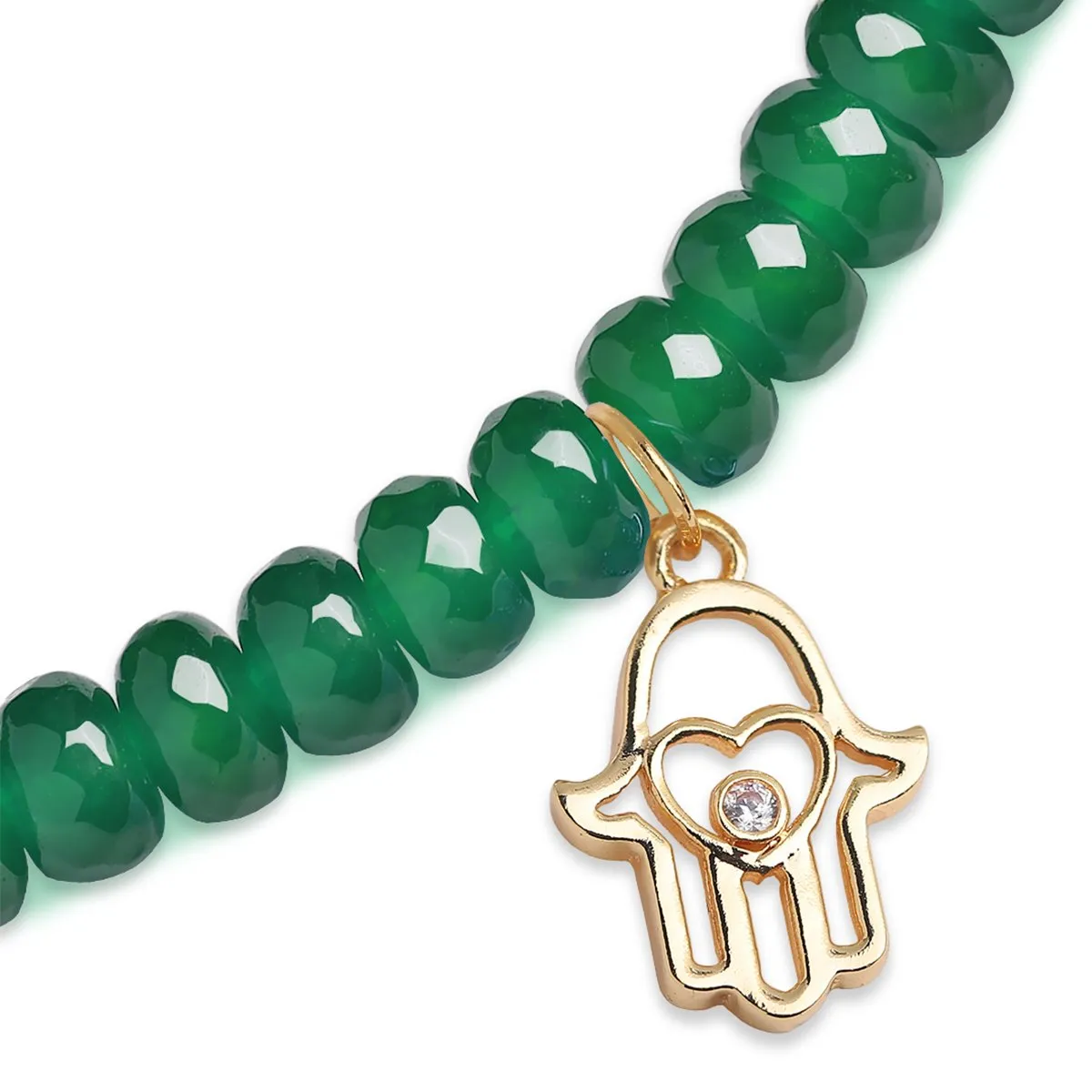 Brass 18k Hamsa Heart Embellishment Bracelet For Women