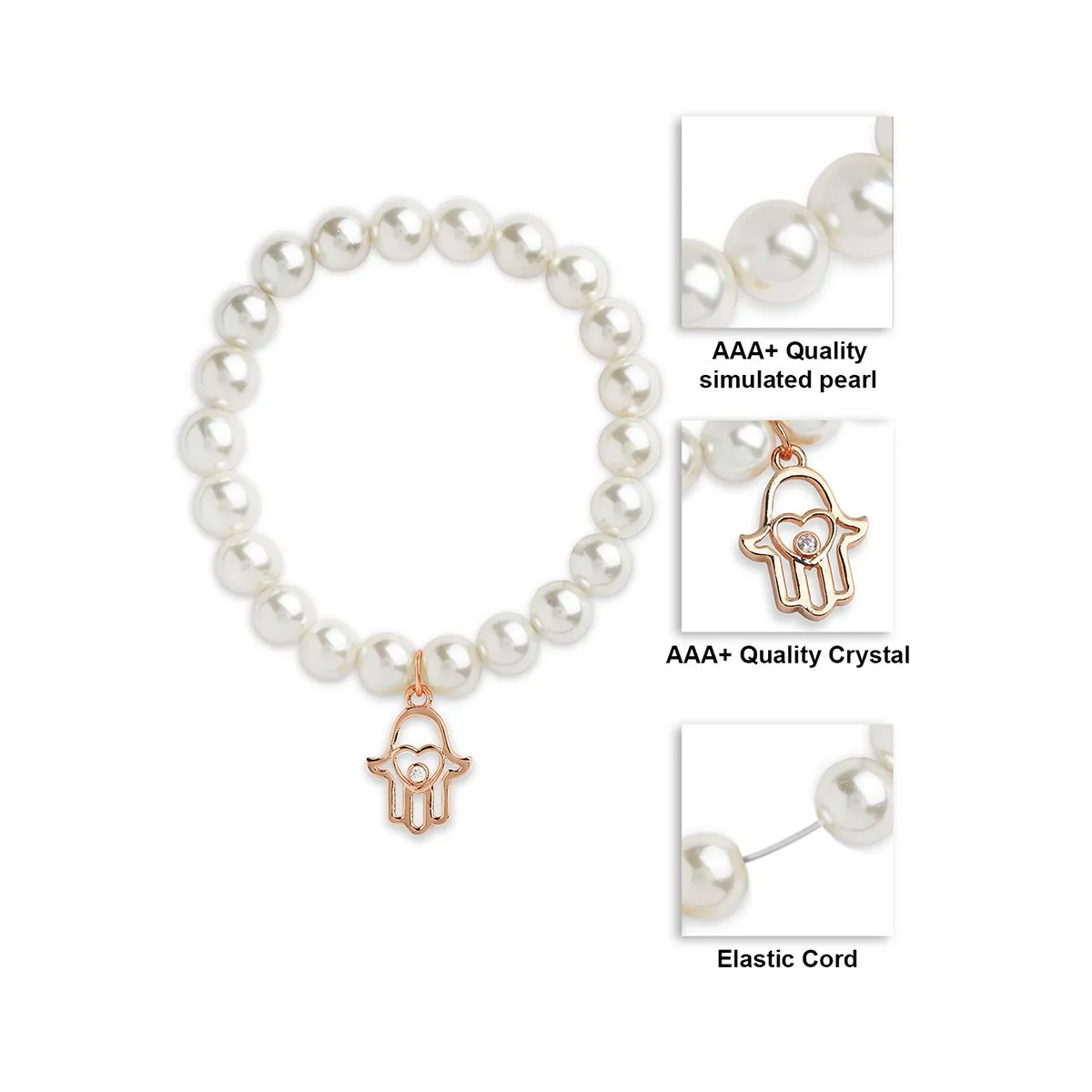 Brass 18k Hamsa Heart Embellishment Bracelet For Women