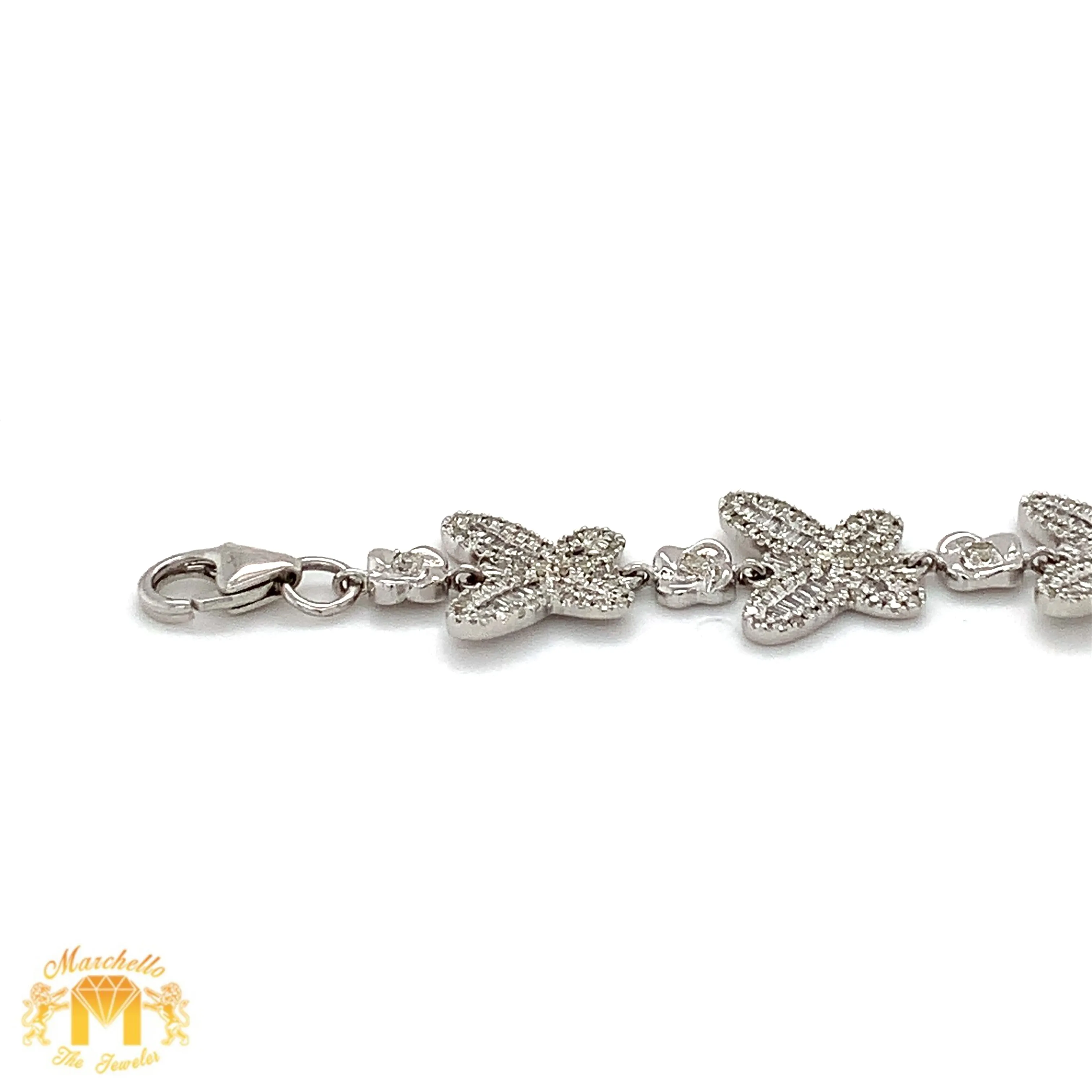 Butterfly Ladies`Gold and Diamond Bracelet with Baguette and Round Diamonds(choose gold color)