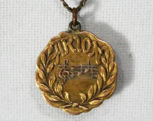 ca. 1914 Antique 1910s Pendant Necklace - Arion Club Musical Contest Winner - First Prize Vocal Solo Gold Music Award - Milwaukee Wisconsin