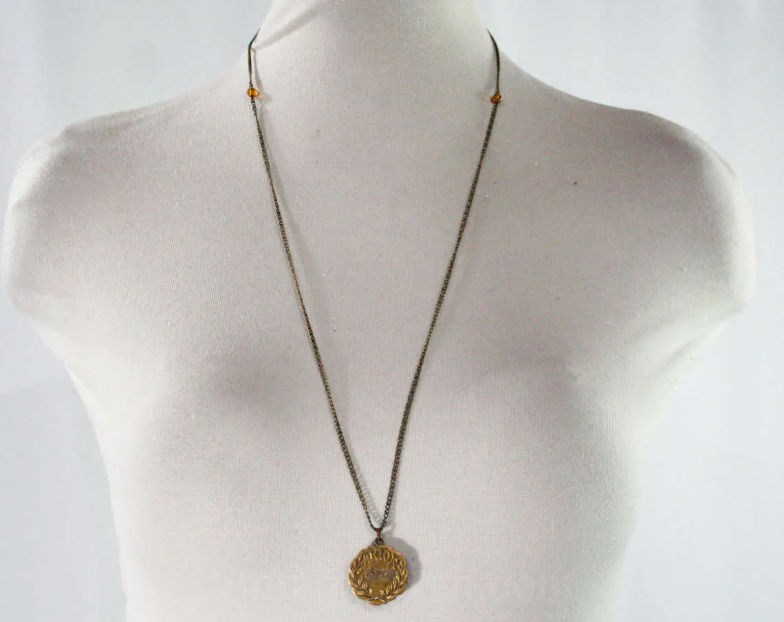 ca. 1914 Antique 1910s Pendant Necklace - Arion Club Musical Contest Winner - First Prize Vocal Solo Gold Music Award - Milwaukee Wisconsin