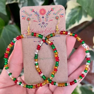 Christmas Beaded Hoop Earrings