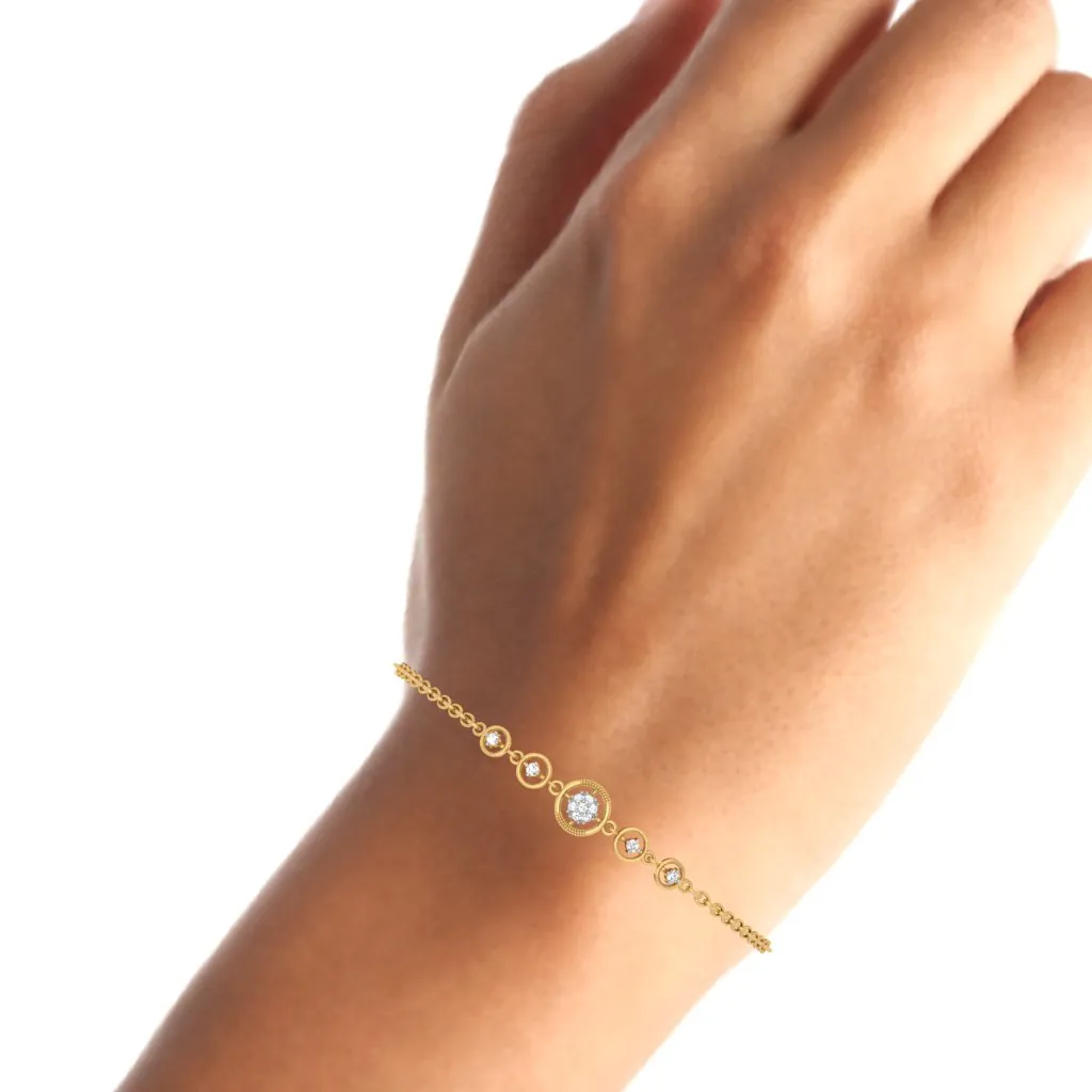 Circular Gold And Diamond Bracelet