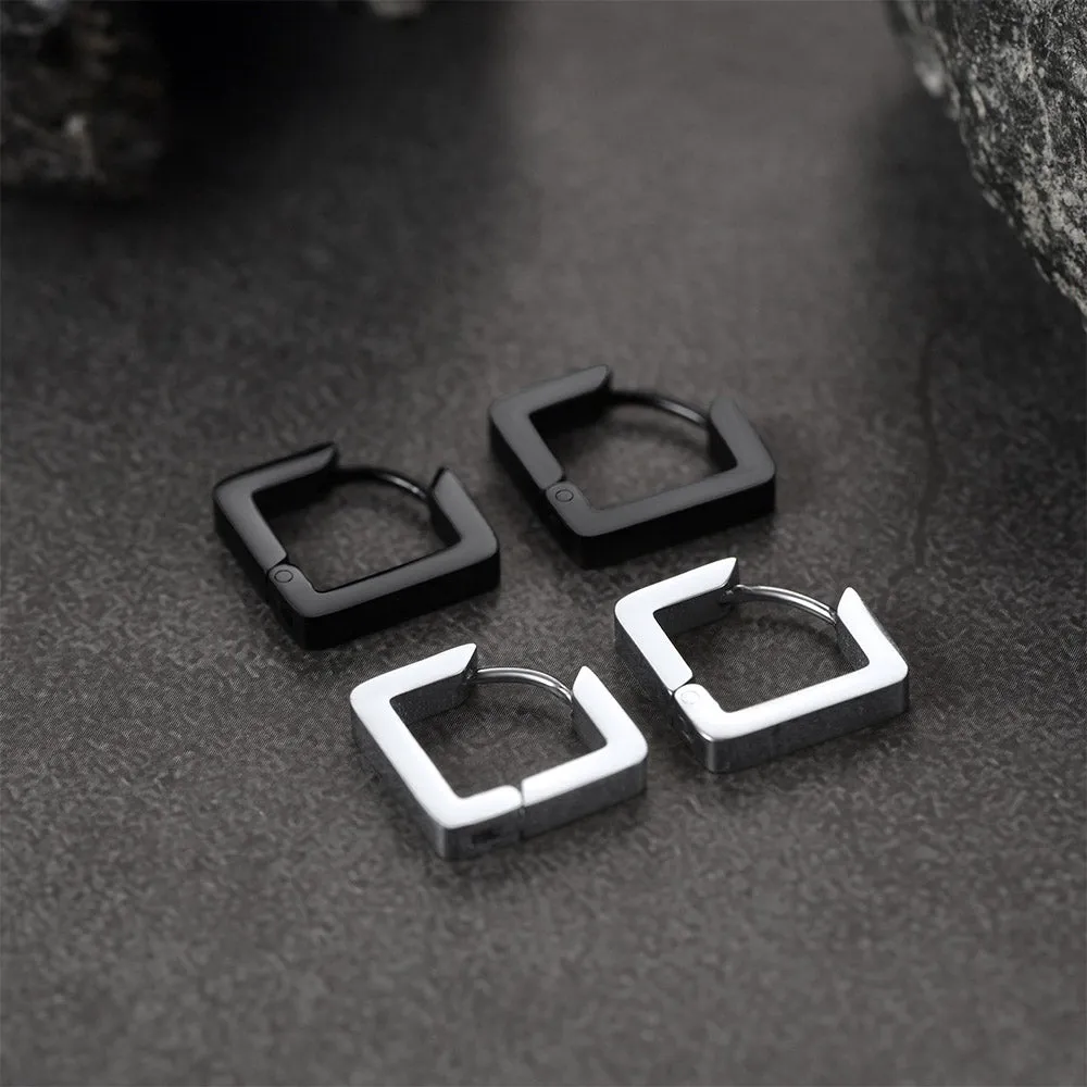 Classic Square Huggie Hoop Earrings for Men Women