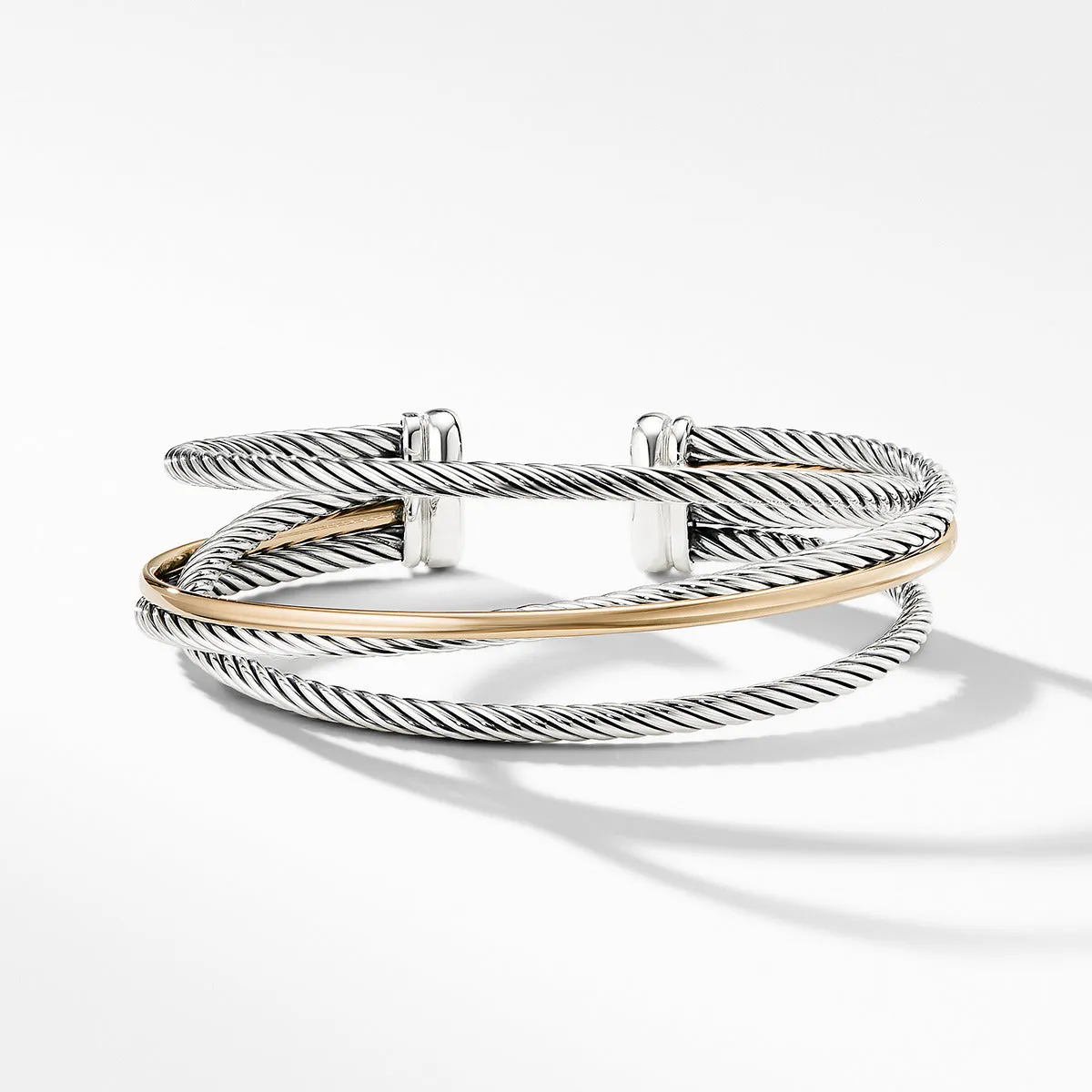 Crossover Three-Row Cuff with Gold