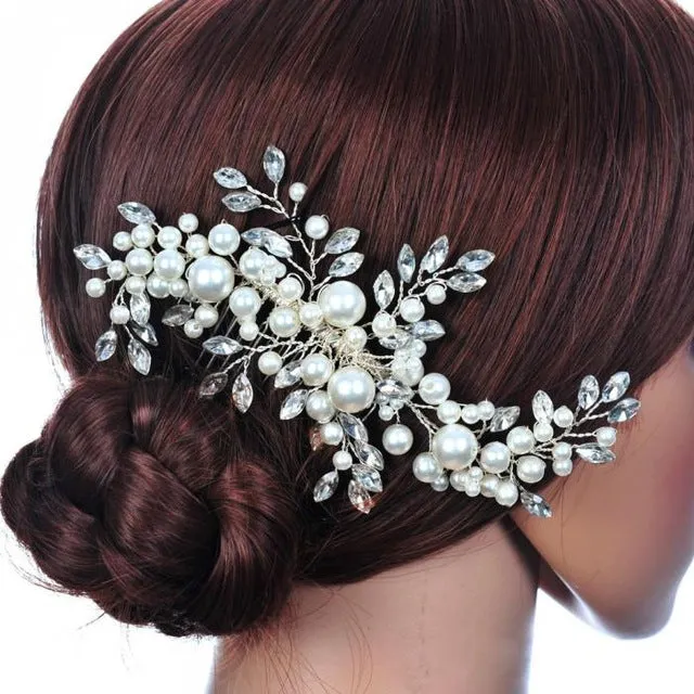 Crystal Pearl Flower Bridal Hair Comb 3 Styles