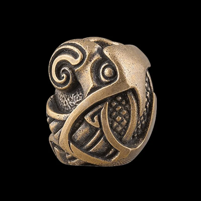 Cuentas vikingas de bronce hechas a mano Cuervo