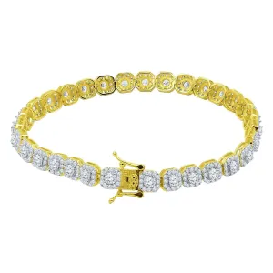 Cushion Cluster CZ Iced Out Bracelet .925 Sterling Silver