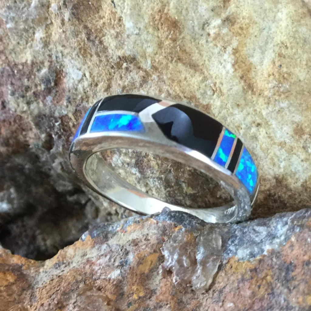 David Rosales Black Beauty Inlaid Sterling Silver Ring