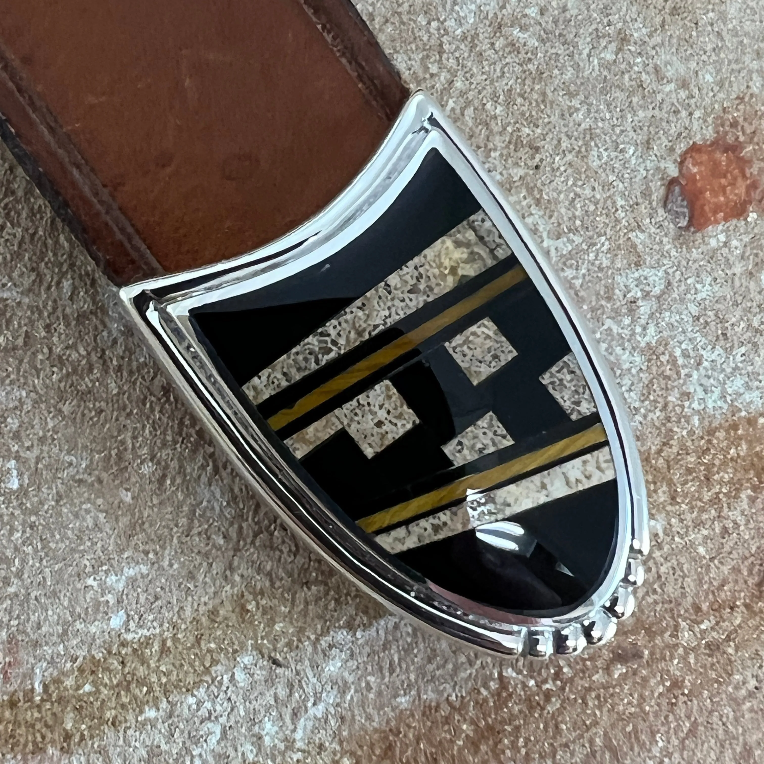 David Rosales Native Earth Fancy Inlaid Ranger 1" Belt Buckle