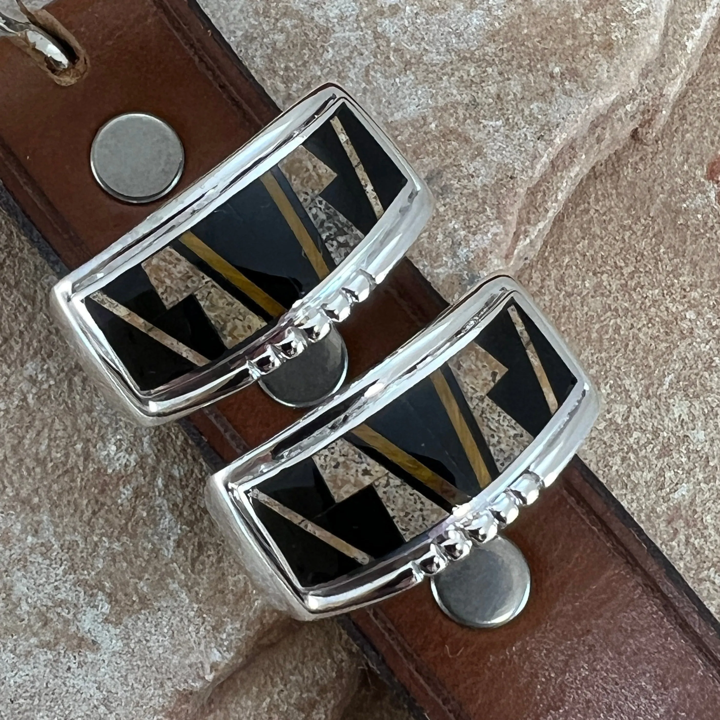 David Rosales Native Earth Fancy Inlaid Ranger 1" Belt Buckle