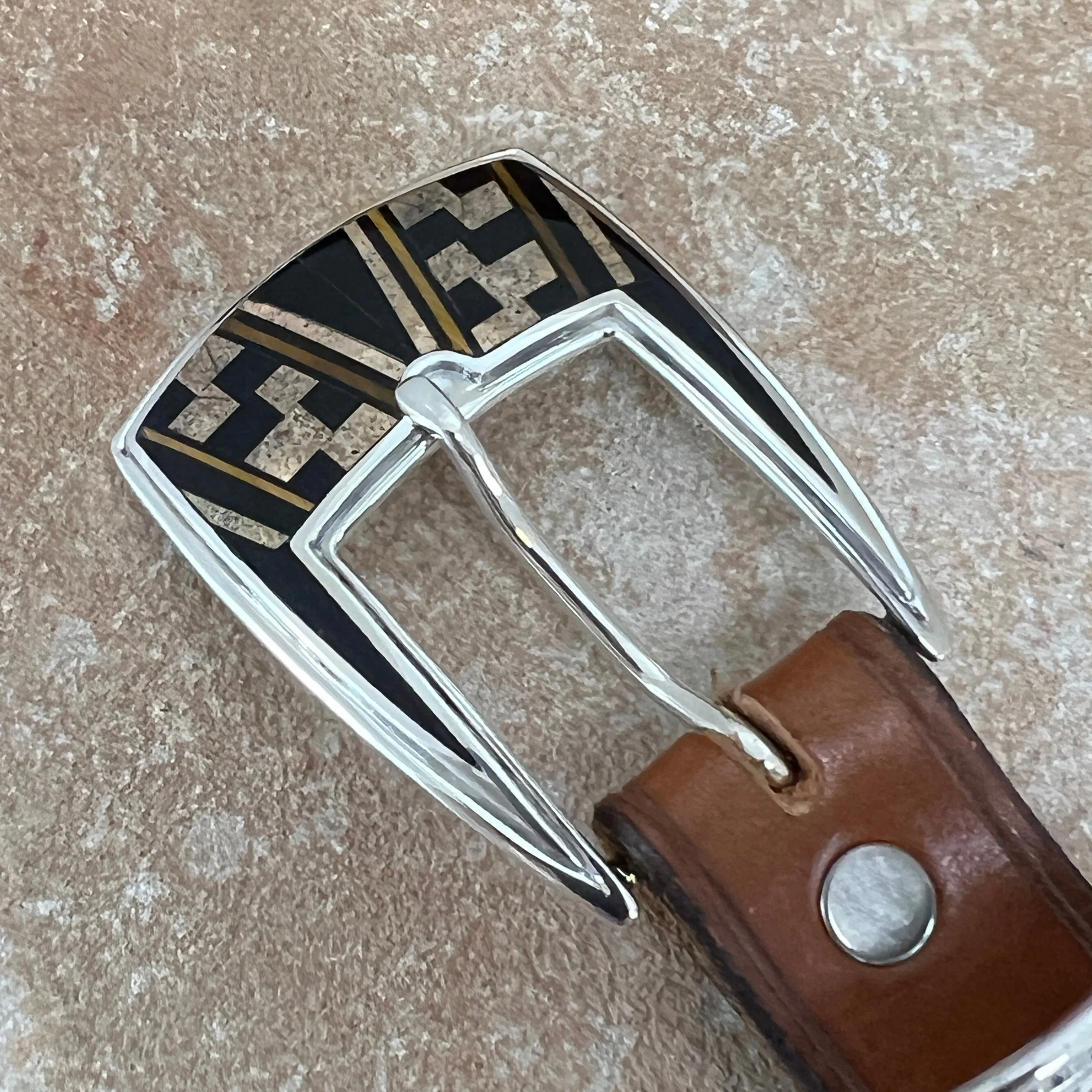 David Rosales Native Earth Fancy Inlaid Ranger 1" Belt Buckle