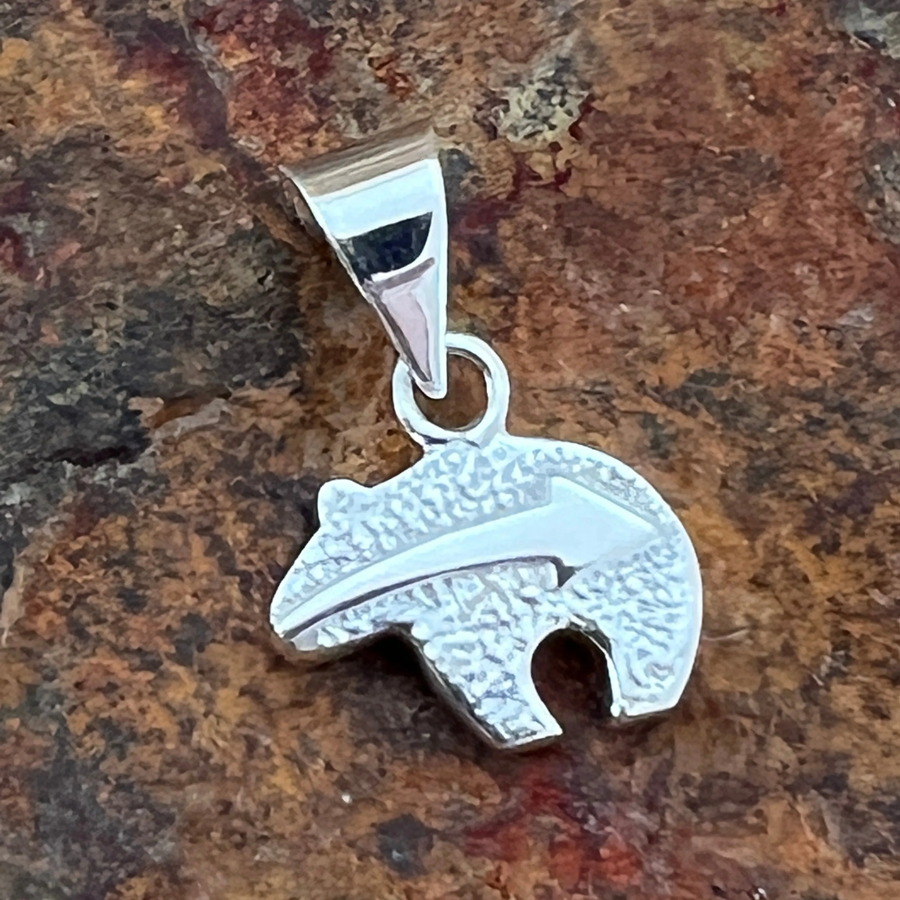 David Rosales Shalako Inlaid Sterling Silver Pendant Little Bear