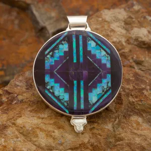 David Rosales Shalako Inlaid Sterling Silver Pendant Two-Sided